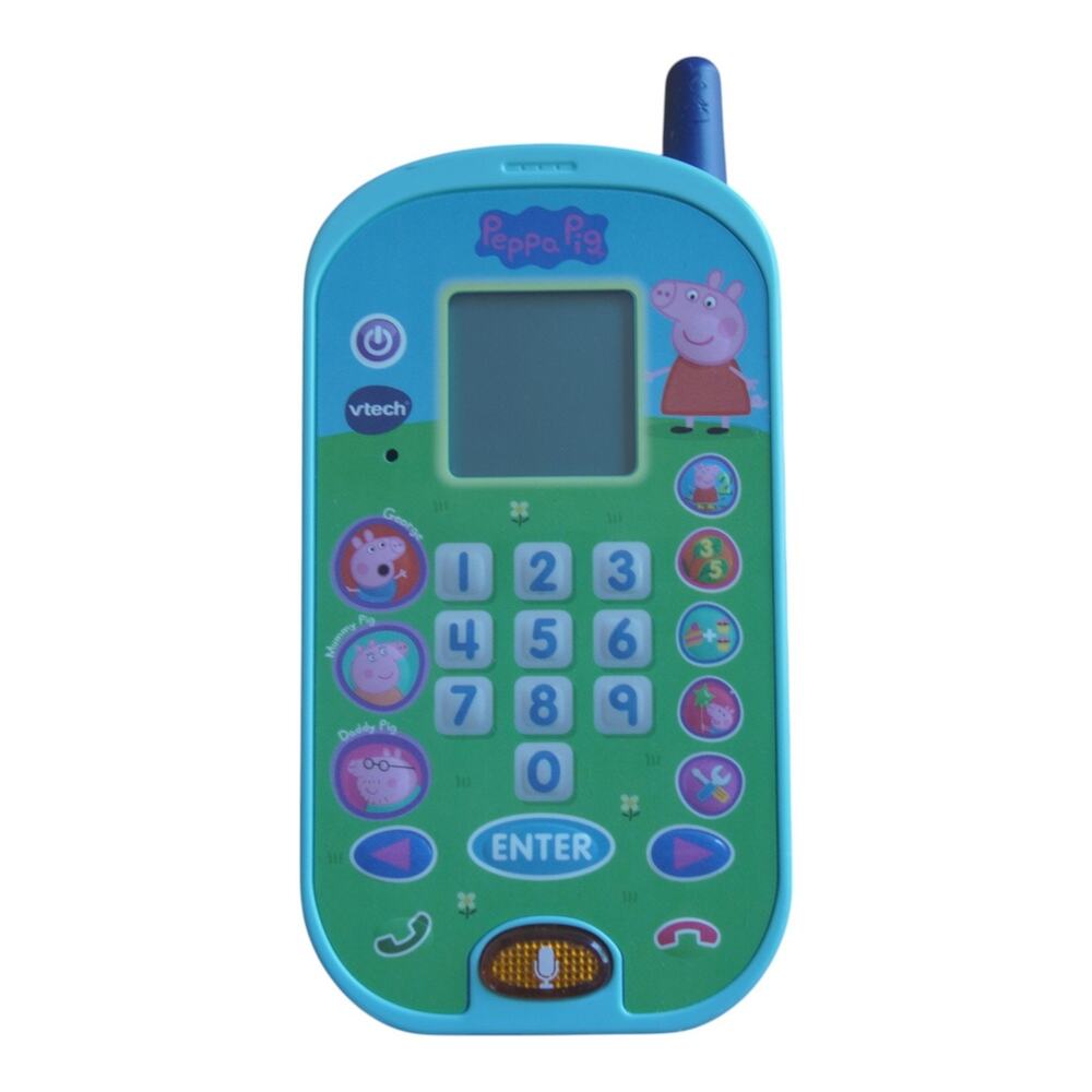 VTech Peppa Pig Let's Chat Learning Phone Blue Tested Working Toddler Toy